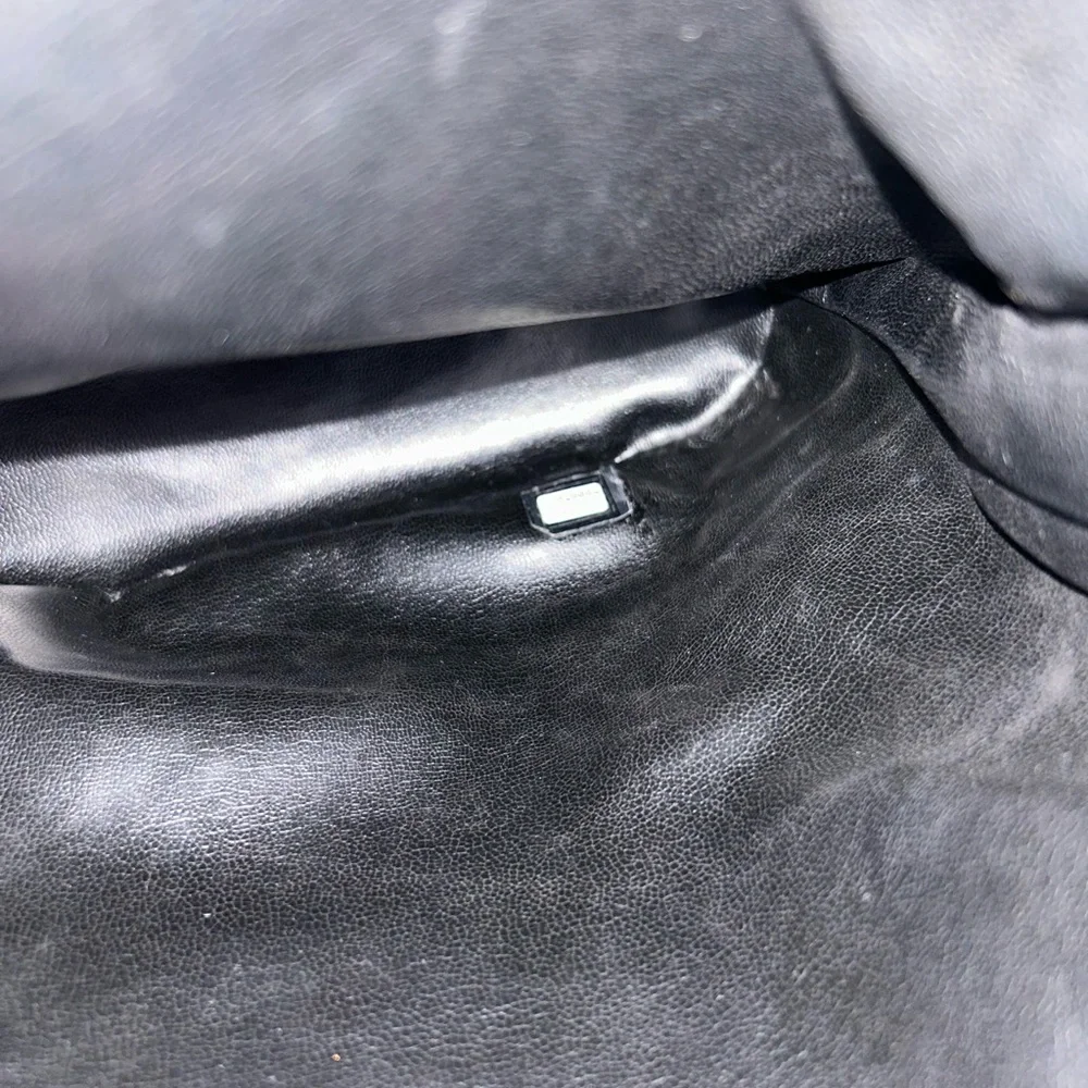 Vintage CHANEL CC Logo Black Caviar Leather BACKPACK added Pouch Drawstring - Picture 15 of 16